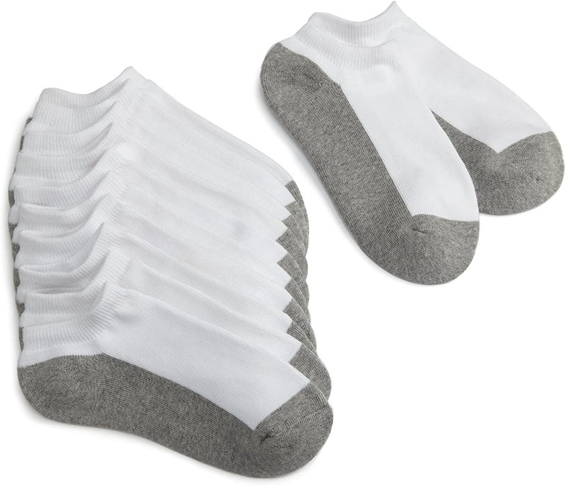 Jefferies Socks Big Boys' Seamless Toe Athletic Low Cut 6-pack, White/Grey, 8-9 - Image 1